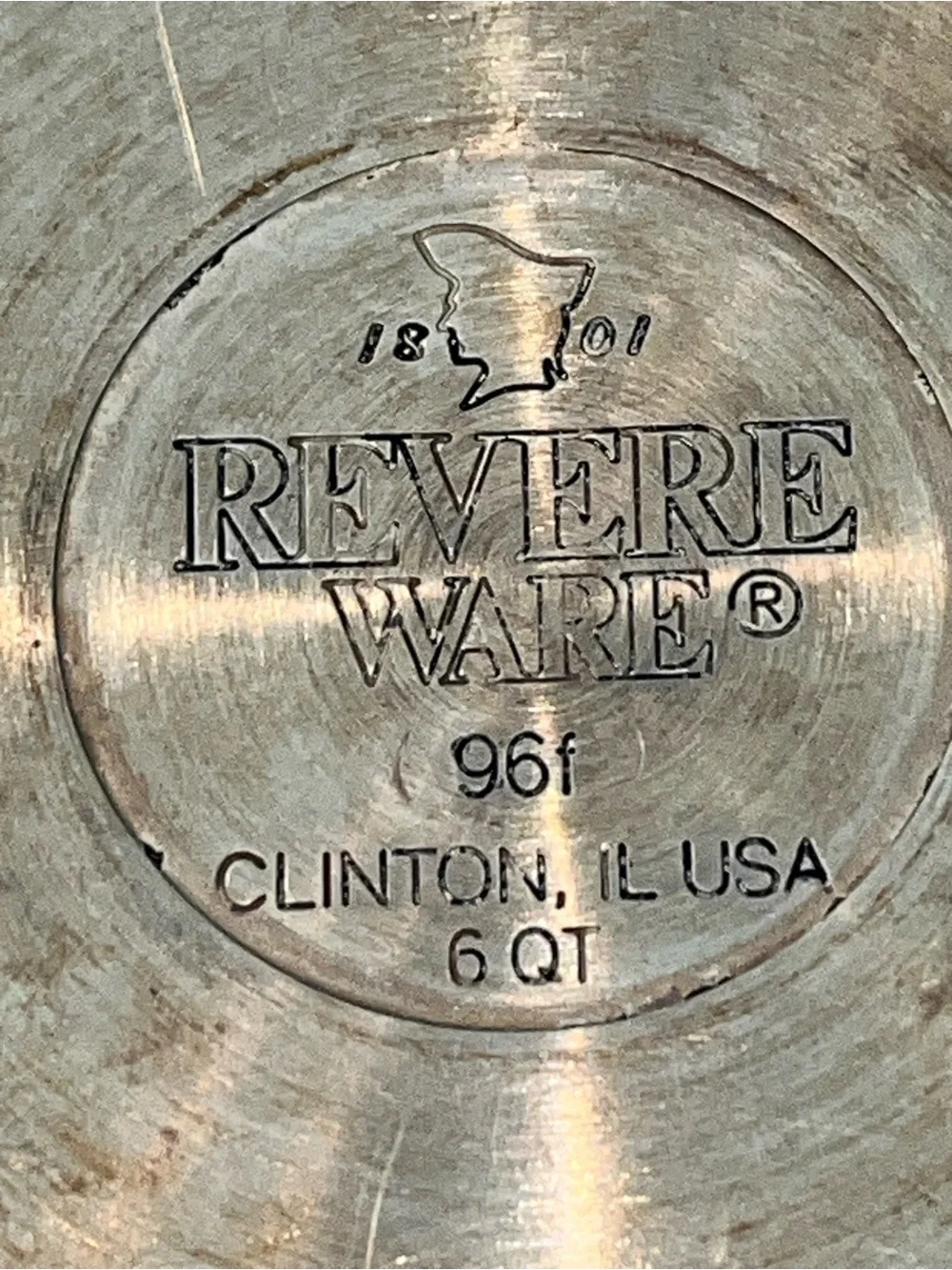 Vintage Revere Ware 6 Quart Stainless Bottom Pot: W/ Lid. 96f